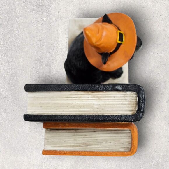Black Cat Halloween Decor Magic Books Spirits Tricks Bookend Ashland Orange Cute - Picture 5 of 11